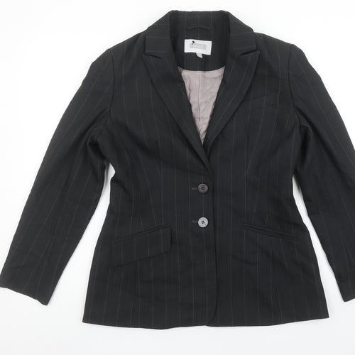Next Womens Black Pinstripe Suit Jacket Size 12 Slim Fit