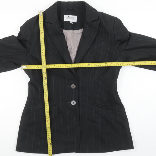 Next Womens Black Pinstripe Suit Jacket Size 12 Slim Fit