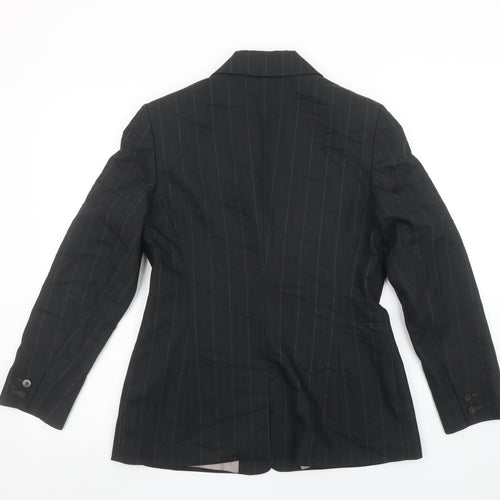 Next Womens Black Pinstripe Suit Jacket Size 12 Slim Fit