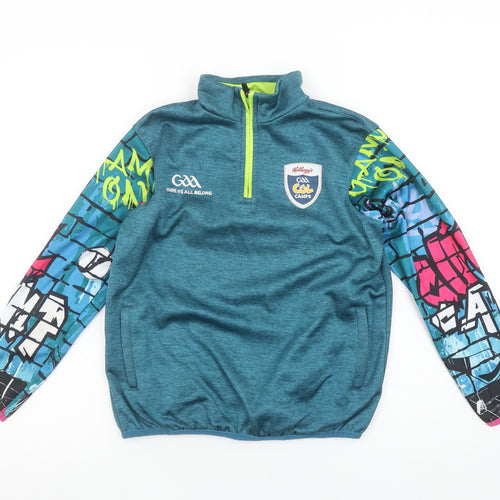 Azzurri Boys Blue 3-4 Years 1/4 Zip Sports Sweatshirt Graphic Print