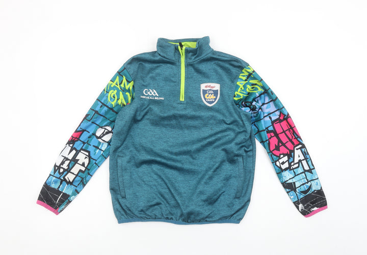 Azzurri Boys Blue 3-4 Years 1/4 Zip Sports Sweatshirt Graphic Print