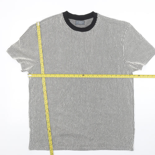 Primark Men’s Black White Striped Short Sleeve Crew Neck T-Shirt L