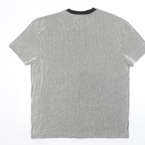 Primark Men’s Black White Striped Short Sleeve Crew Neck T-Shirt L