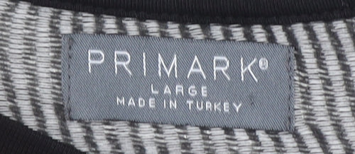 Primark Men’s Black White Striped Short Sleeve Crew Neck T-Shirt L