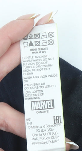 Marks and Spencer Boys Blue Spider-Man Long Sleeve Cotton T-Shirt 6-7 Years