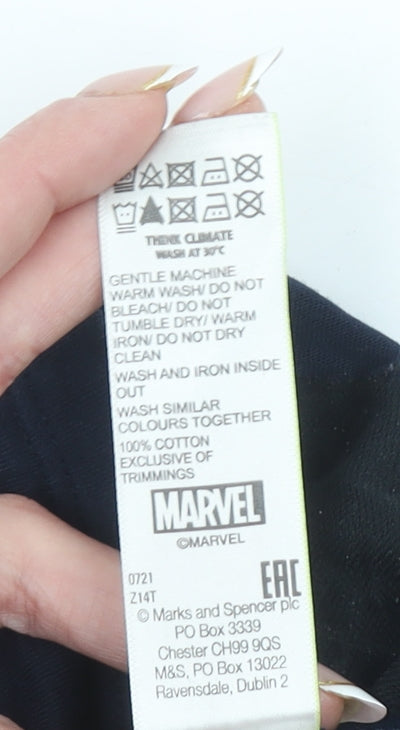 Marks and Spencer Boys Blue Spider-Man Long Sleeve Cotton T-Shirt 6-7 Years