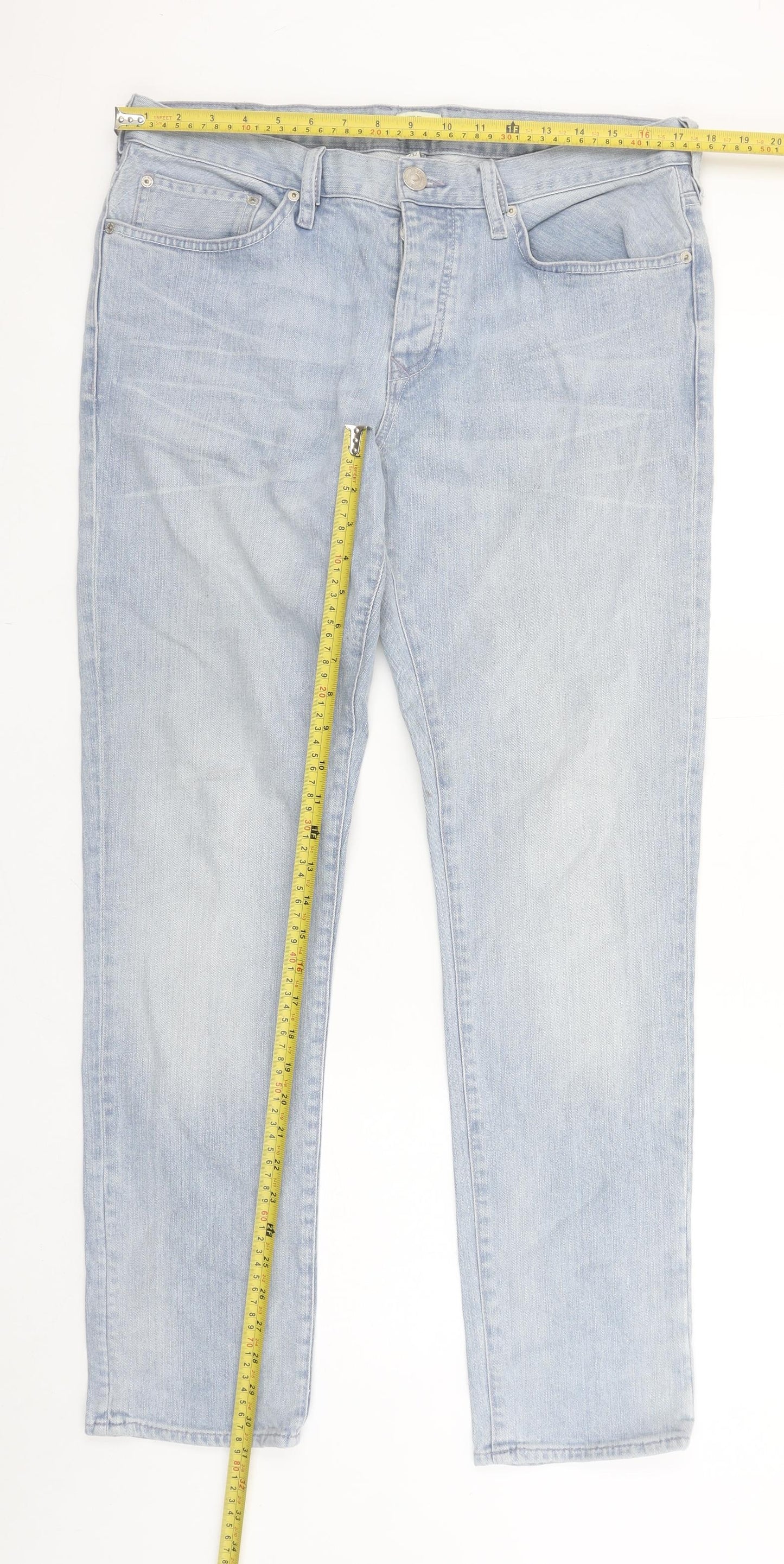 River Island Mens Blue Light Wash Slim Fit Jeans 34W 32L