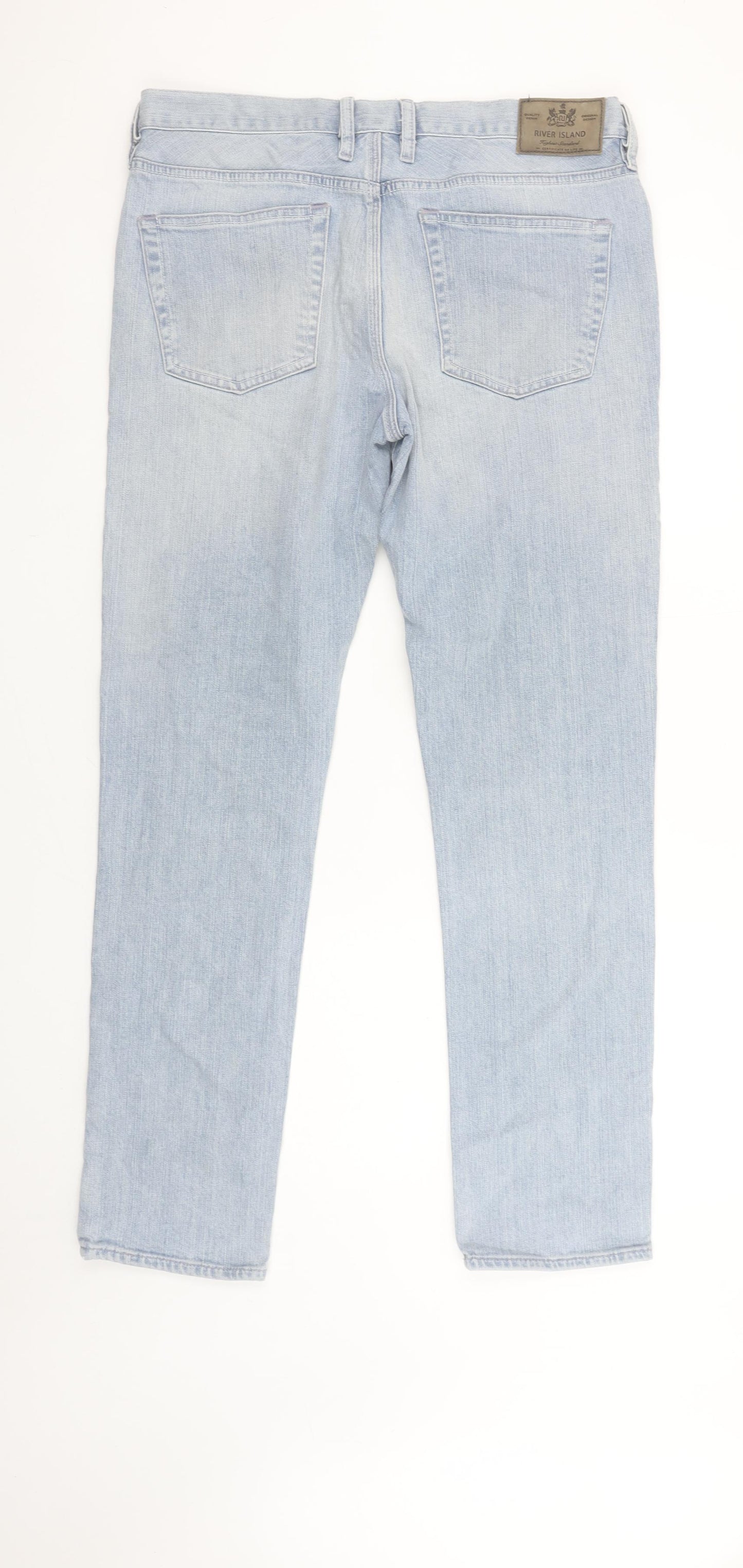 River Island Mens Blue Light Wash Slim Fit Jeans 34W 32L