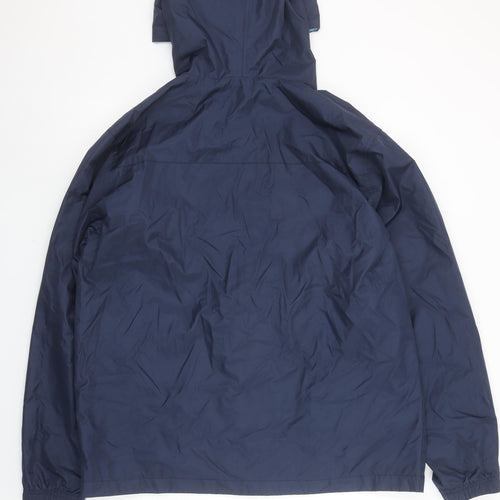 City Mens Blue Hooded Full Zip Windbreaker Jacket Size L