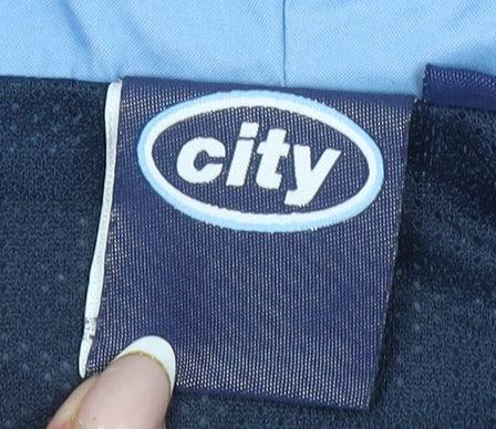 City Mens Blue Hooded Full Zip Windbreaker Jacket Size L