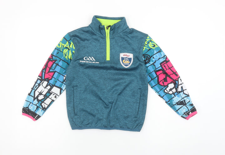 Masita Boys Blue Graphic 1/4 Zip Pullover Sweatshirt 1A Polyester GAA Cúl Camps