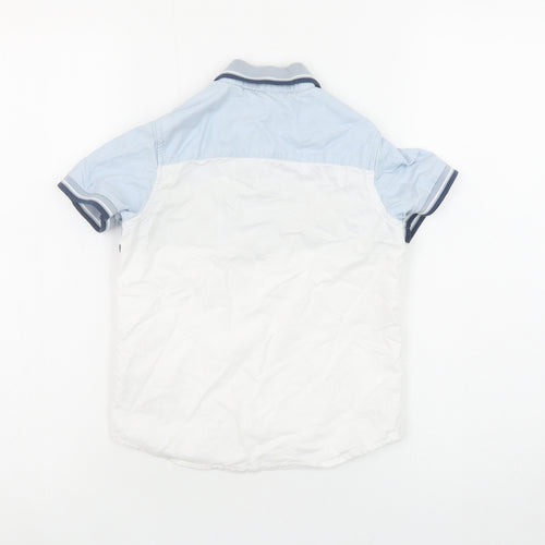 Next Boys Blue Checked Button-Up Short Sleeve Cotton Shirt 6 Years