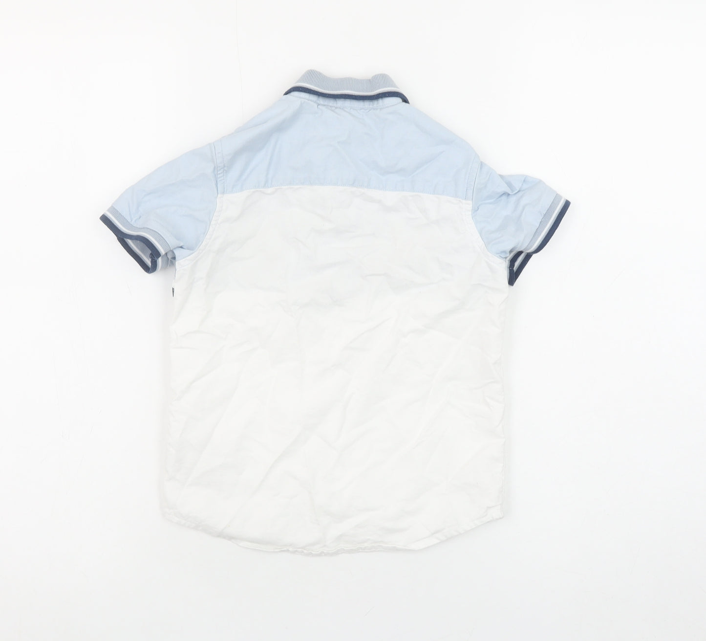 Next Boys Blue Checked Button-Up Short Sleeve Cotton Shirt 6 Years