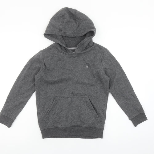Farah Boys Charcoal Grey Marl Pullover Hoodie 7-8 Years Cotton Blend