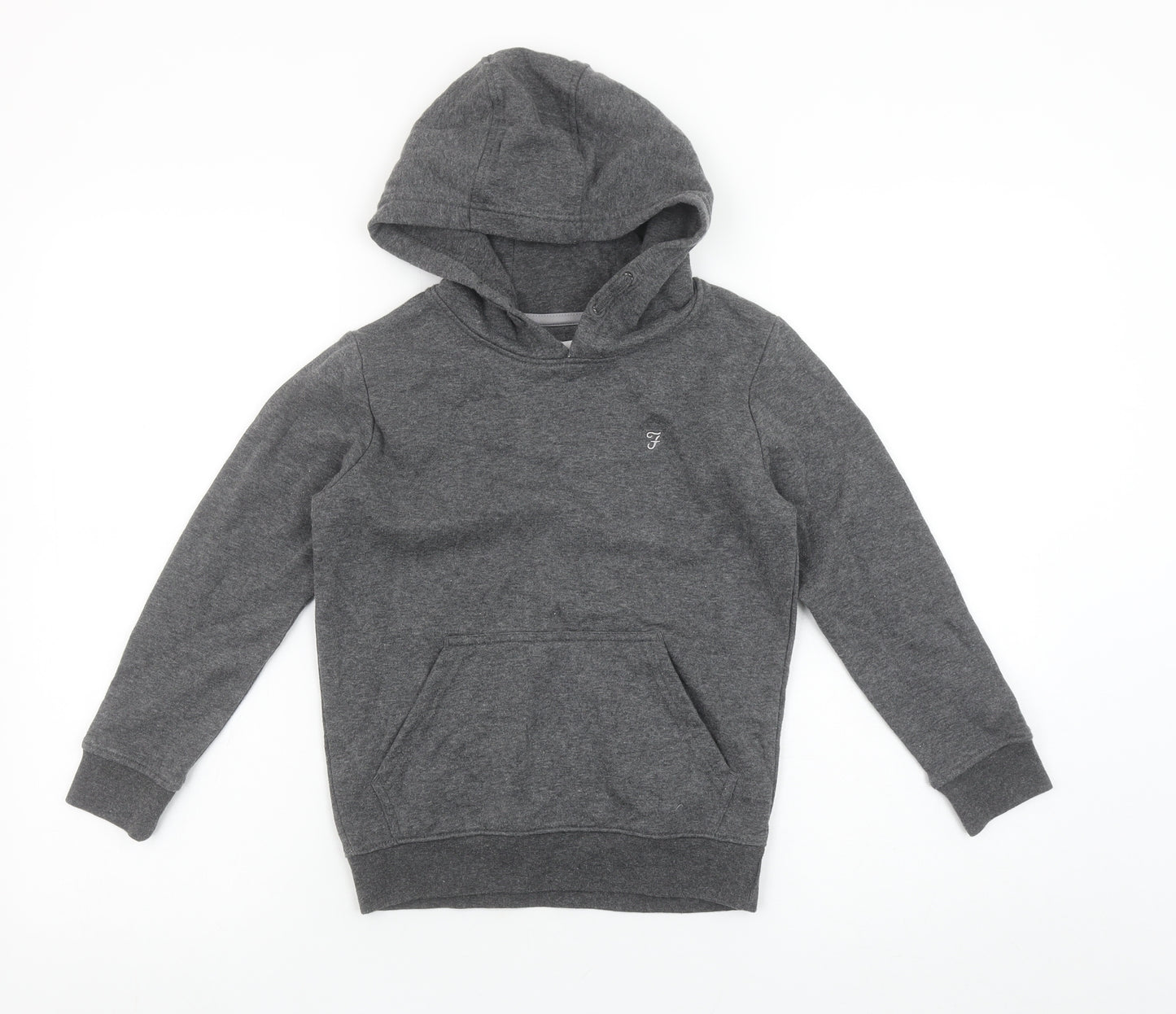 Farah Boys Charcoal Grey Marl Pullover Hoodie 7-8 Years Cotton Blend