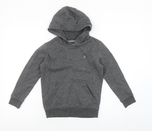 Farah Boys Charcoal Grey Marl Pullover Hoodie 7-8 Years Cotton Blend