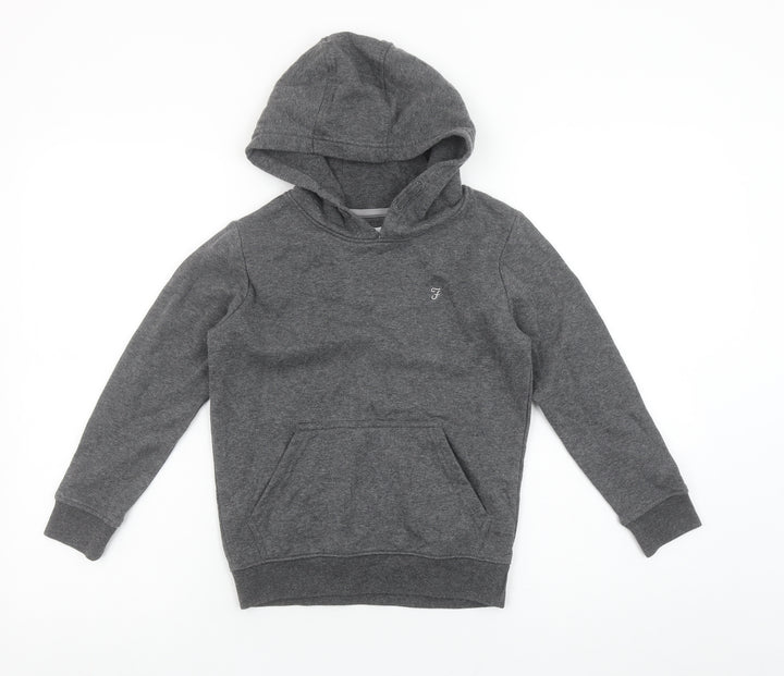 Farah Boys Charcoal Grey Marl Pullover Hoodie 7-8 Years Cotton Blend