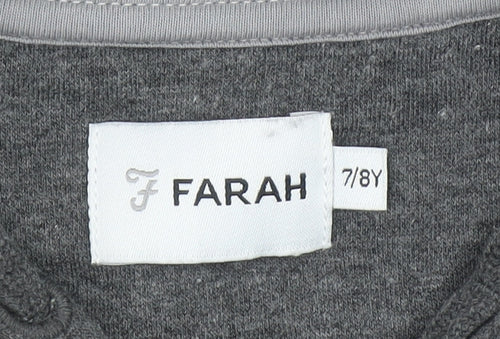 Farah Boys Charcoal Grey Marl Pullover Hoodie 7-8 Years Cotton Blend