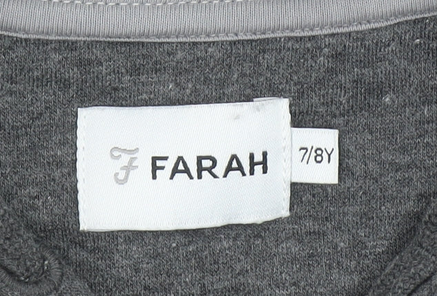 Farah Boys Charcoal Grey Marl Pullover Hoodie 7-8 Years Cotton Blend
