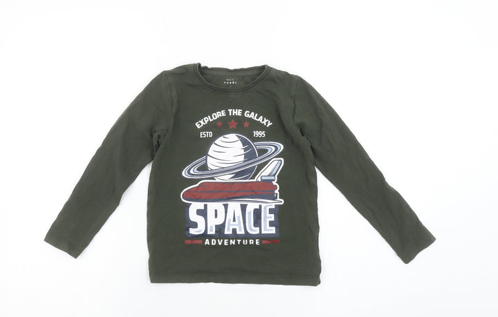 Name It Boys Green Space Adventure Long Sleeve Cotton T-Shirt 6 Years