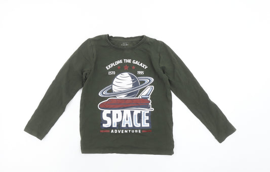 Name It Boys Green Space Adventure Long Sleeve Cotton T-Shirt 6 Years