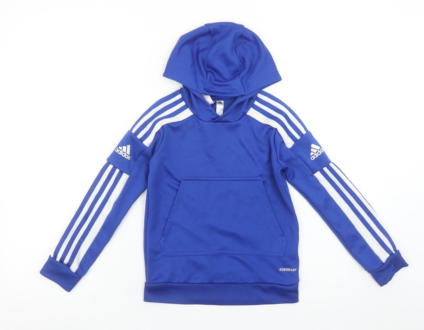 Adidas Boys Blue Pullover Hoodie XS 7-8 Years AEROREADY Recycled Polyester