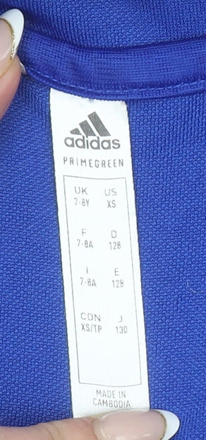 Adidas Boys Blue Pullover Hoodie XS 7-8 Years AEROREADY Recycled Polyester