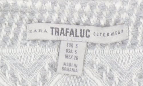 Zara Trafaluc Women's Grey Textured Knit Blazer Jacket Size 8