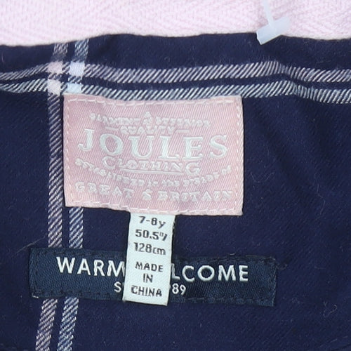 Joules Girls Blue Puffer Hooded Gilet 7-8 Years Faux Fur Trim Waistcoat