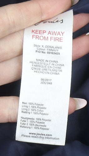 Joules Girls Blue Puffer Hooded Gilet 7-8 Years Faux Fur Trim Waistcoat