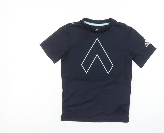 Adidas Boys Blue XS Climalite Sports T-Shirt Breathable Activewear Top