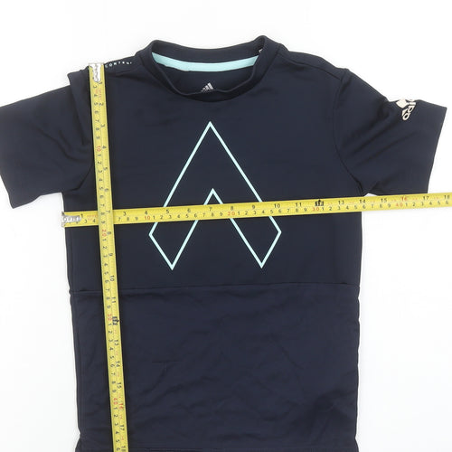 Adidas Boys Blue XS Climalite Sports T-Shirt Breathable Activewear Top