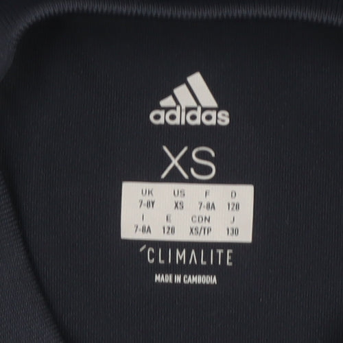 Adidas Boys Blue XS Climalite Sports T-Shirt Breathable Activewear Top