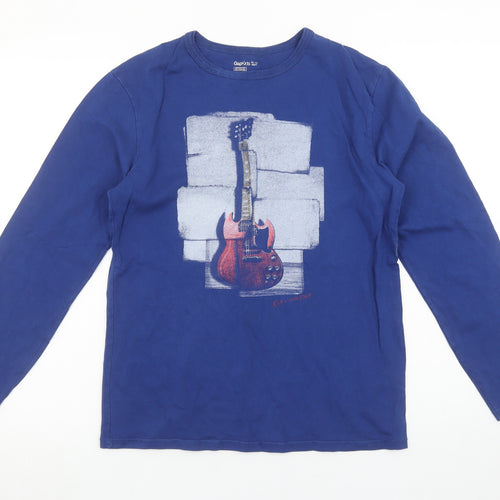 Gap Kids Boys Blue Long Sleeve Guitar Graphic Cotton T-Shirt 12-13 Years