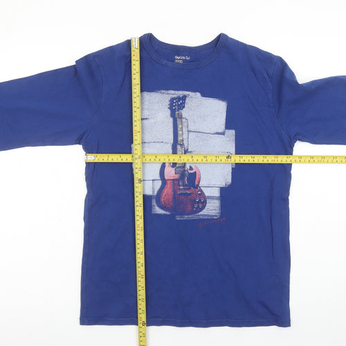 Gap Kids Boys Blue Long Sleeve Guitar Graphic Cotton T-Shirt 12-13 Years