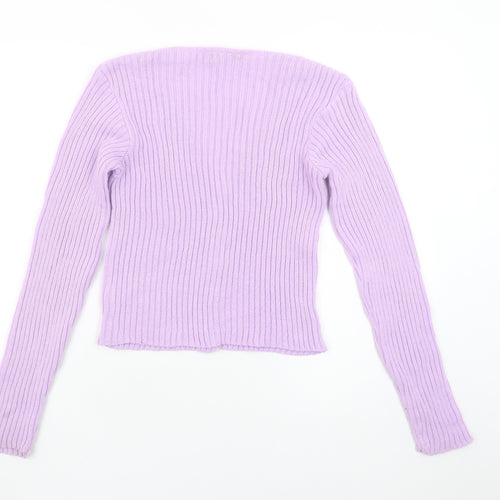 PrettyLittleThing Women’s Purple Ribbed Knit Cardigan Small