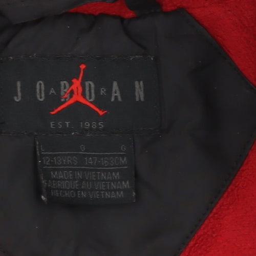 Jordan Boys Black Puffer Jacket 12-13 Years Hooded Full Zip Winter Coat