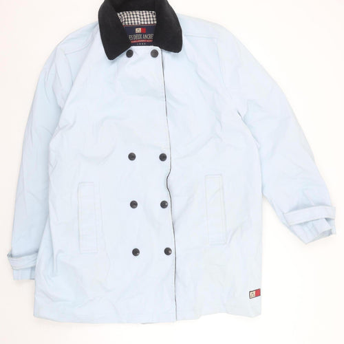 Les Deux Ancres Women Blue Nautical Mid-Length Rain Coat Size 16
