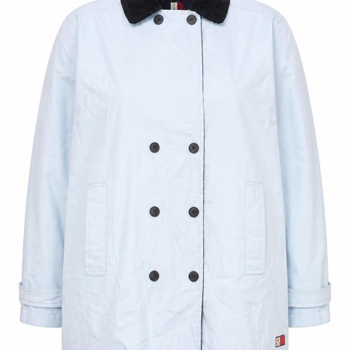 Les Deux Ancres Women Blue Nautical Mid-Length Rain Coat Size 16