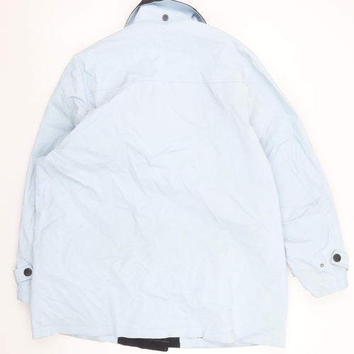 Les Deux Ancres Women Blue Nautical Mid-Length Rain Coat Size 16