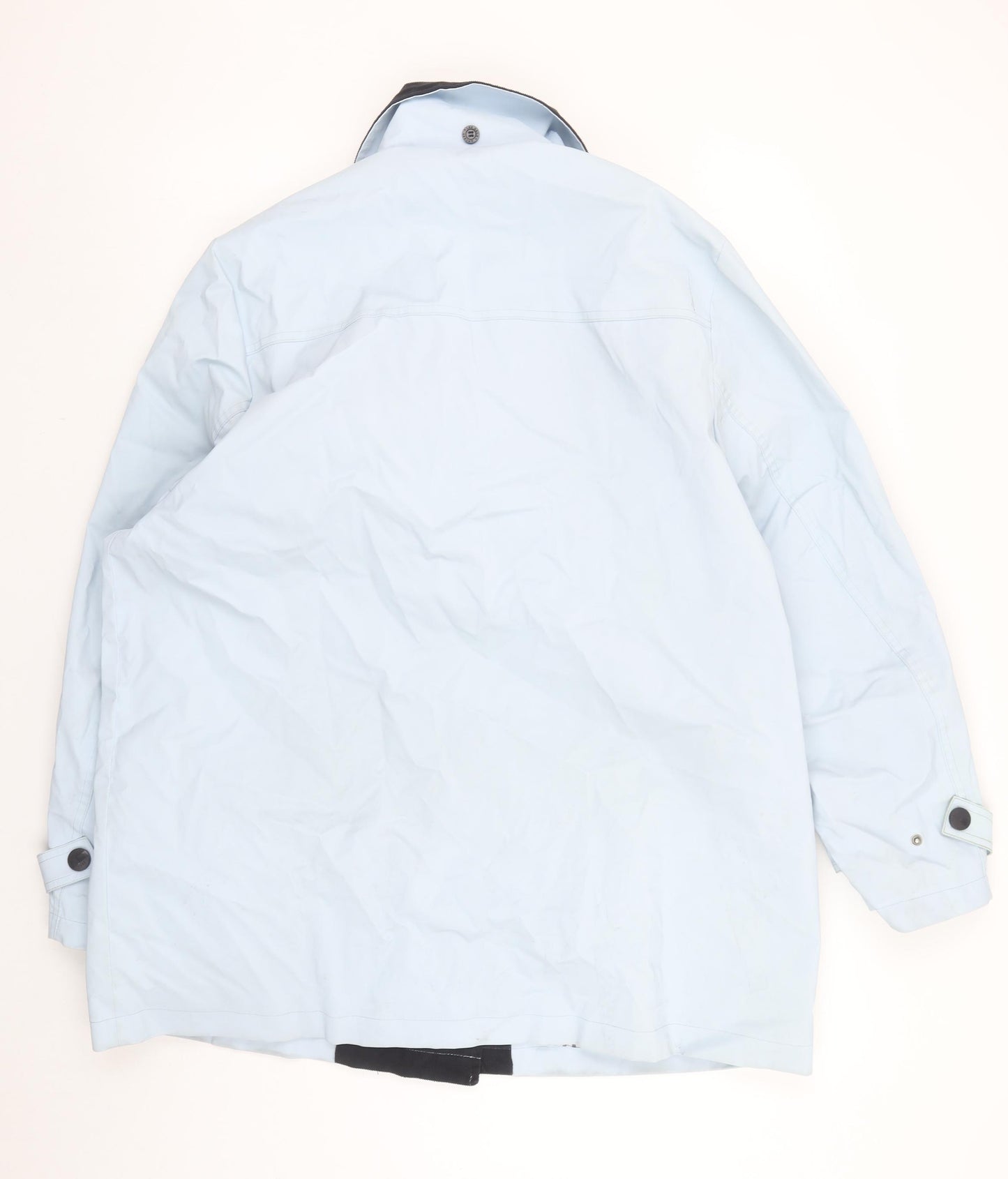 Les Deux Ancres Women Blue Nautical Mid-Length Rain Coat Size 16