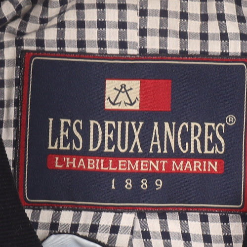Les Deux Ancres Women Blue Nautical Mid-Length Rain Coat Size 16
