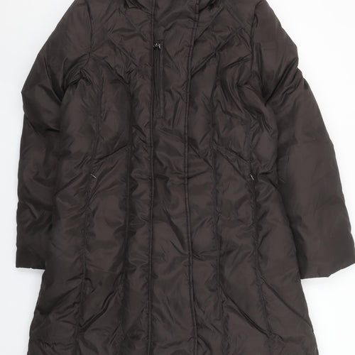 Marc New York Women’s Brown Long Puffer Coat Size L Quilted Winter Jacket