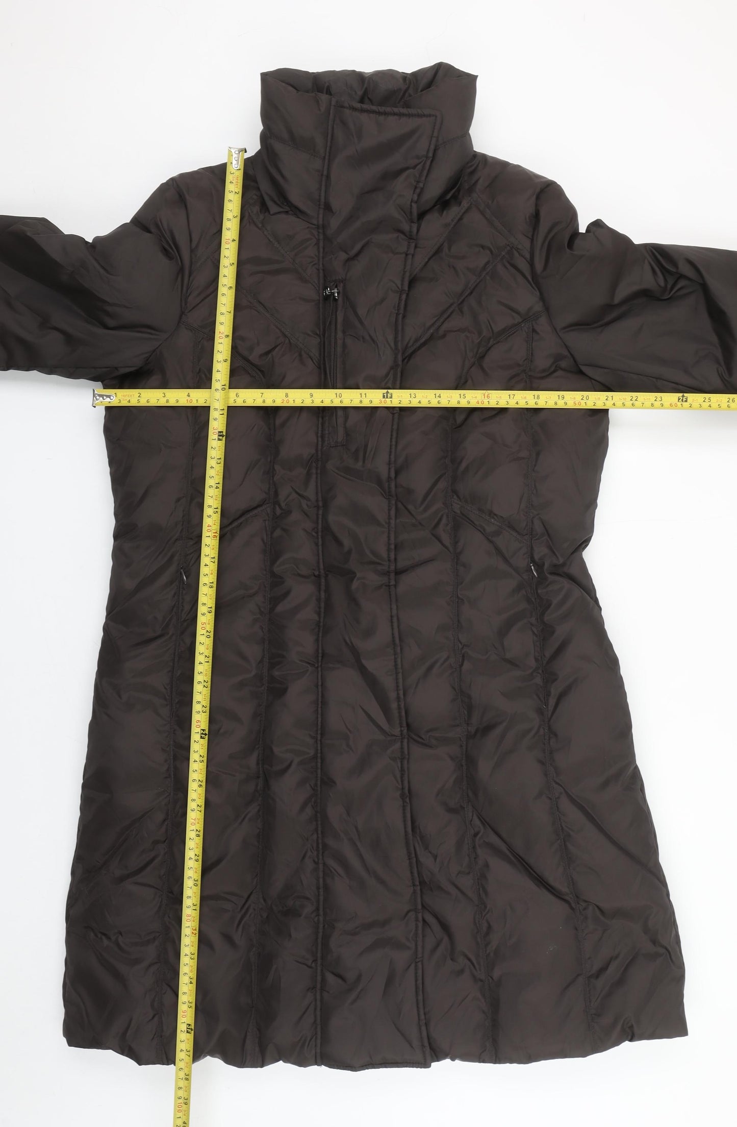 Marc New York Women’s Brown Long Puffer Coat Size L Quilted Winter Jacket