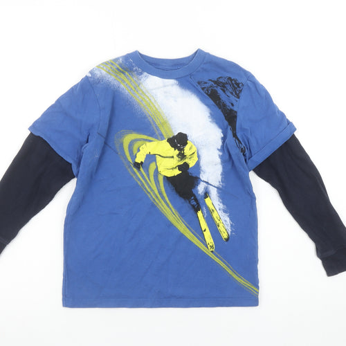 GapKids Boys Blue 6-7 Years Long Sleeve Layered Ski Graphic T-Shirt