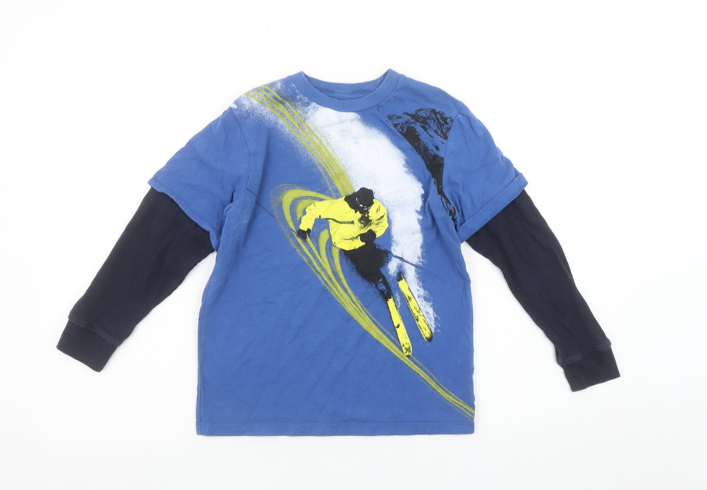 GapKids Boys Blue 6-7 Years Long Sleeve Layered Ski Graphic T-Shirt
