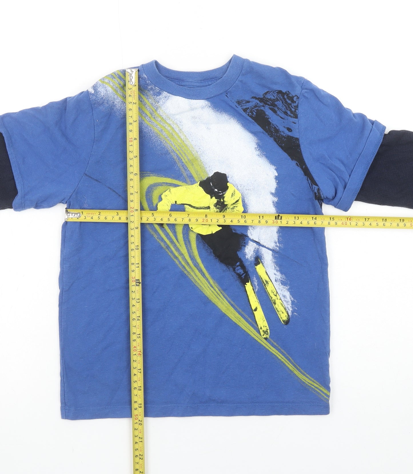 GapKids Boys Blue 6-7 Years Long Sleeve Layered Ski Graphic T-Shirt