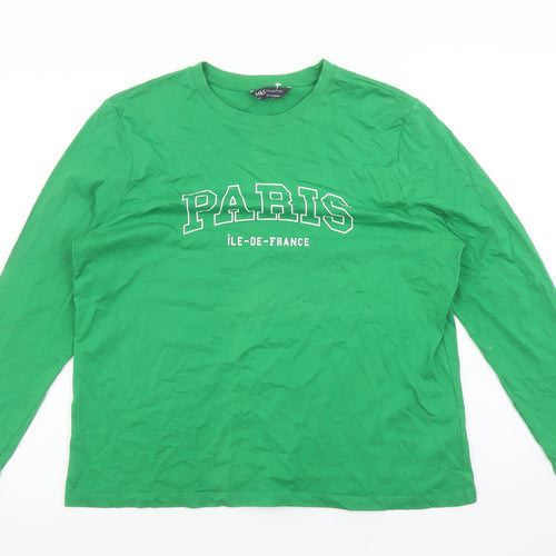 Marks and Spencer Women's Green Paris Long Sleeve Cotton T-Shirt Size 16
