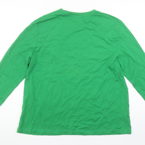 Marks and Spencer Women's Green Paris Long Sleeve Cotton T-Shirt Size 16