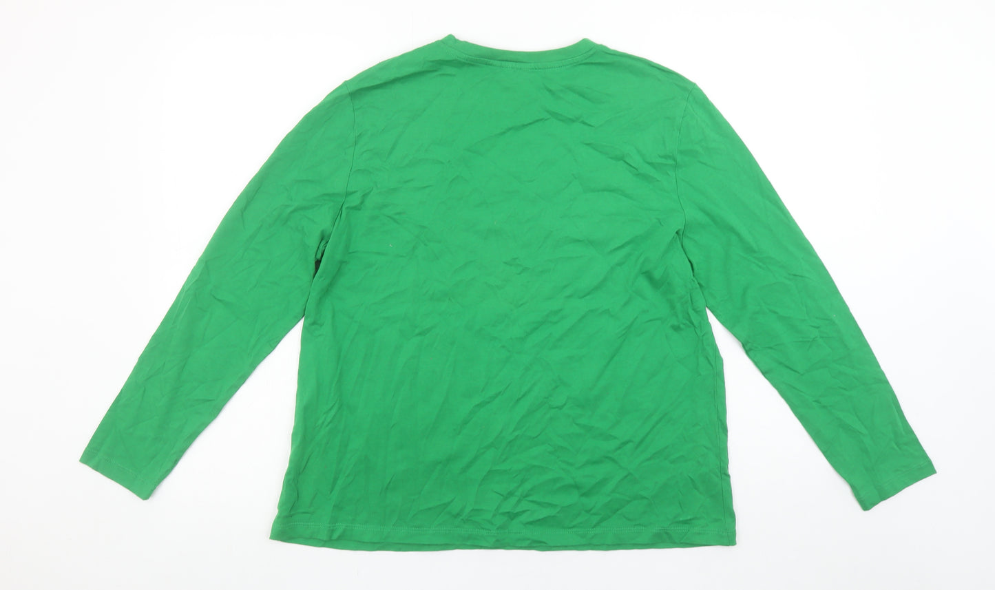 Marks and Spencer Women's Green Paris Long Sleeve Cotton T-Shirt Size 16